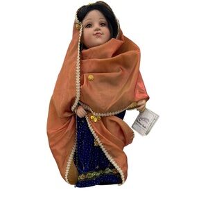 Duck House Indian Heirloom Doll Aashi 75/5,000 Wood Stand  Included 20” Tall